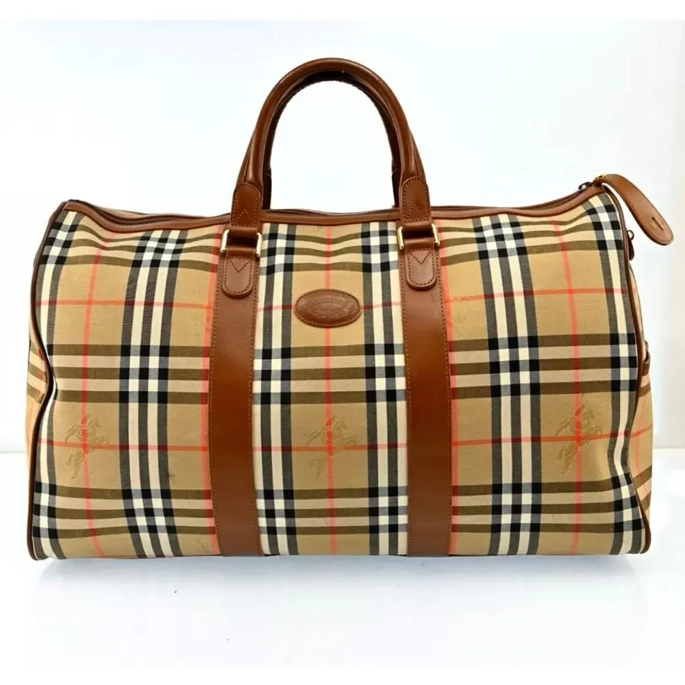 BURBERRY NOVA CHECK Canvas Leather Travel Bag 🧳 50cm